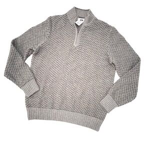 Joseph Abboud Birdseye Sweater XXL 1/4 Zip Pullover Wool Chunky Knit Preppy $135